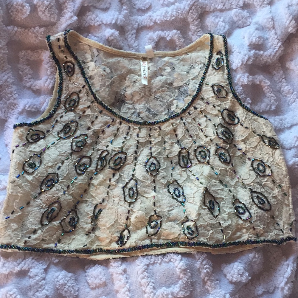 Beaded lace crop top